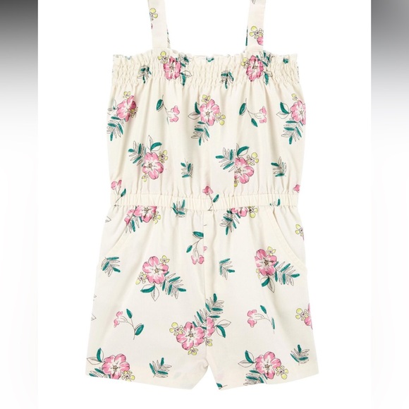 Carter’s Girls Floral White Pink Green One Piece Romper Size 8/8A Like new - Picture 1 of 6
